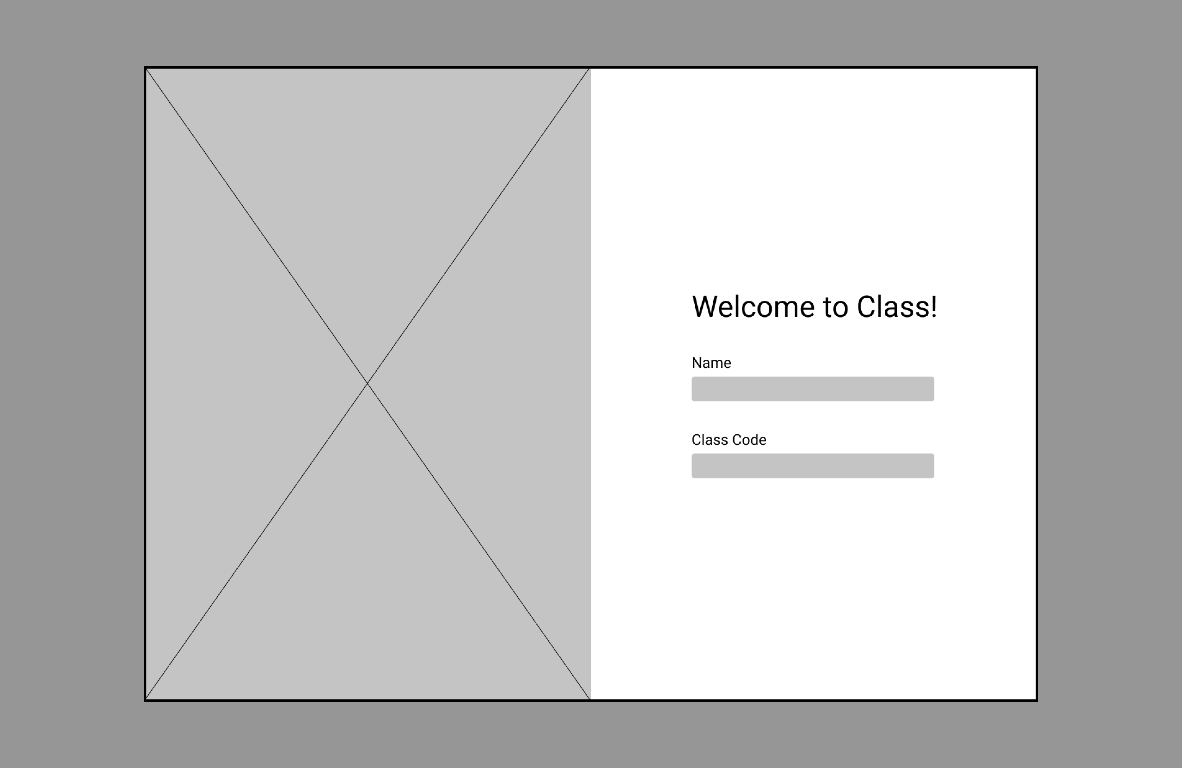 Wireframe for the cyberclass login view