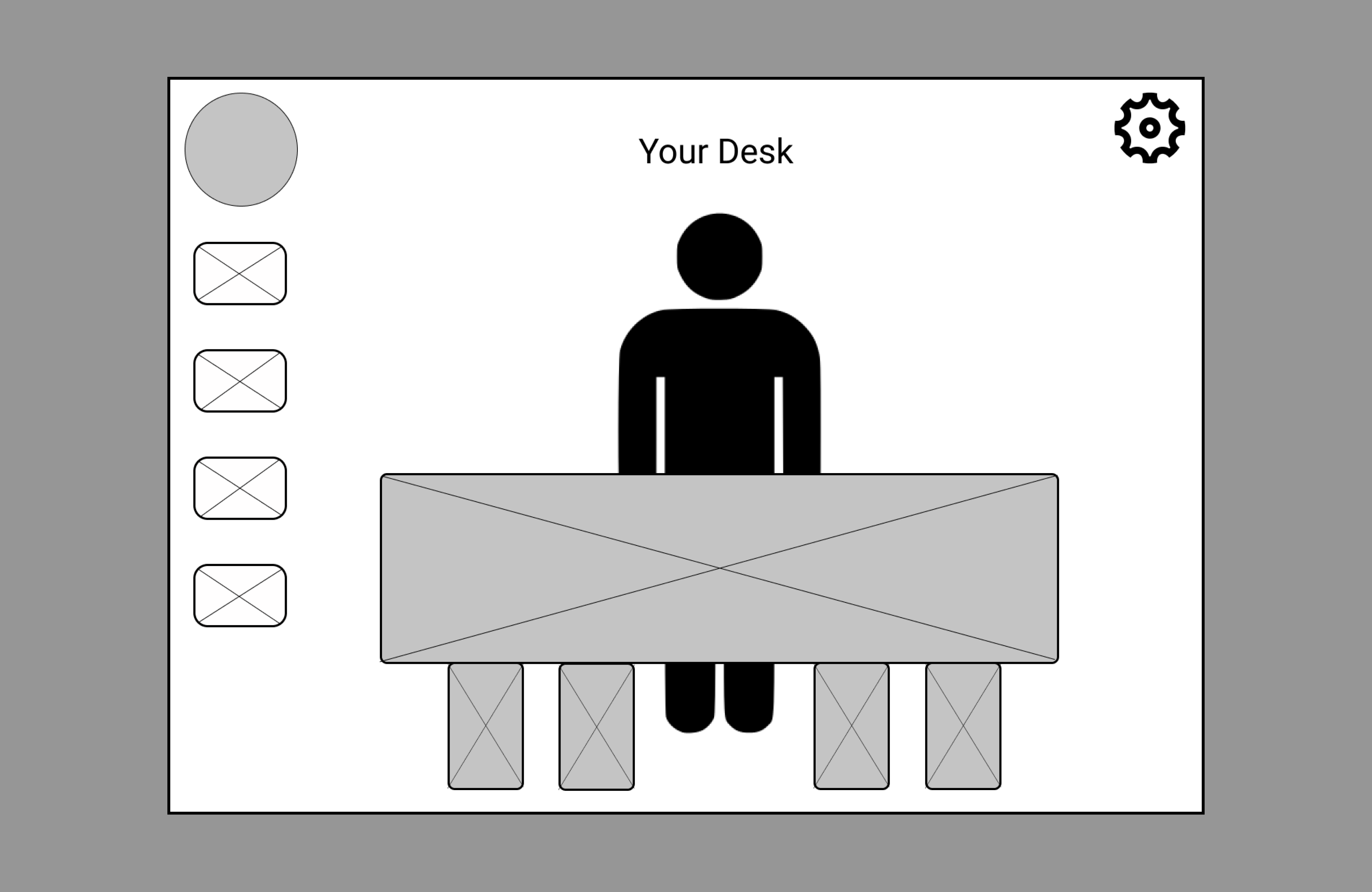 Wireframe for the cyberclass desk view