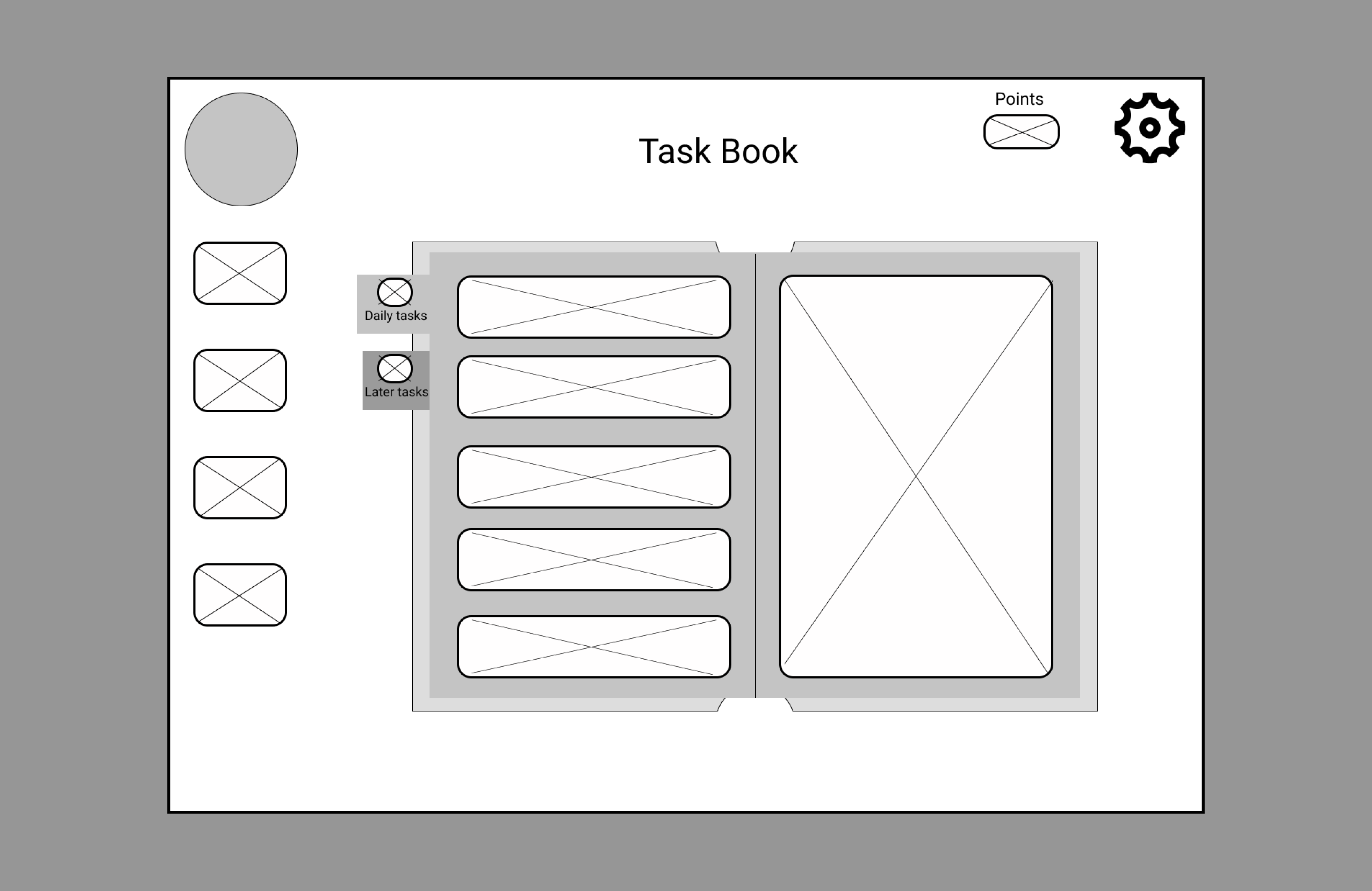Wireframe for the cyberclass task manager view