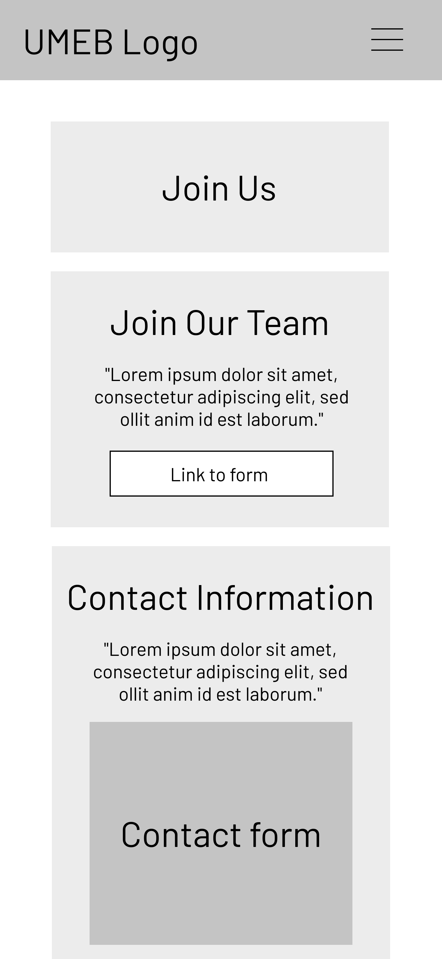 Contact page wireframe